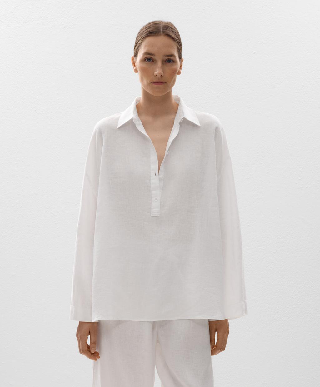 

Рубашка оверсайз из 100% льна Oysho, белый