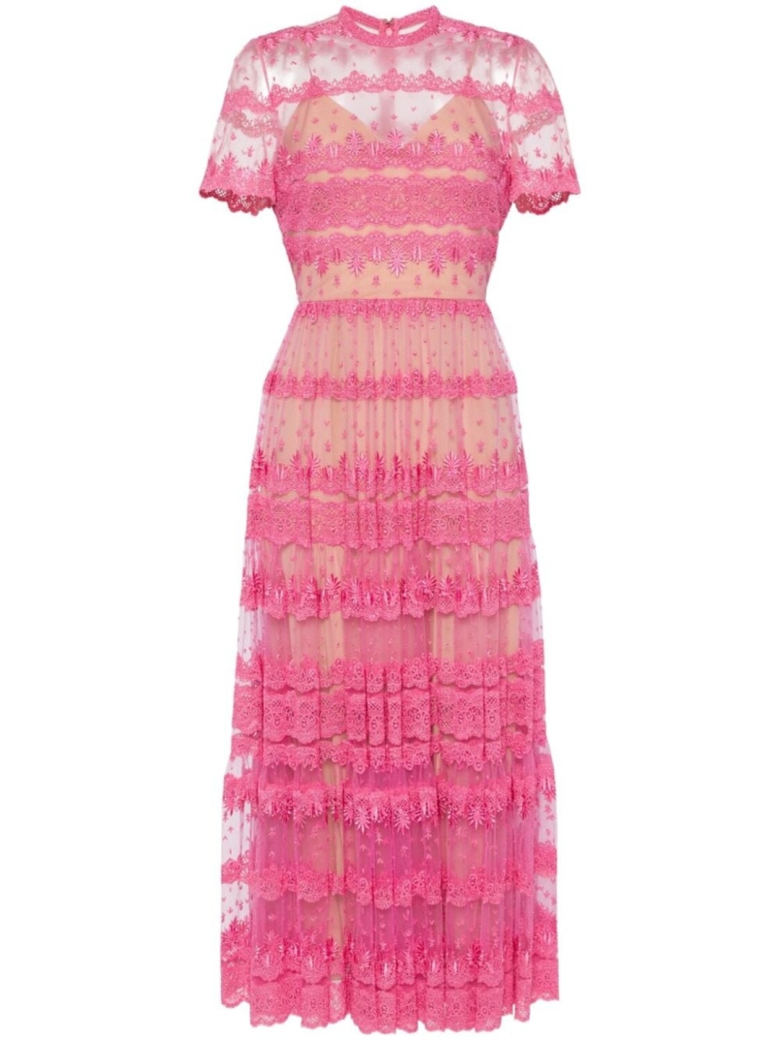 

Платье миди из кружева с вышивкой Elie Saab, бежевый