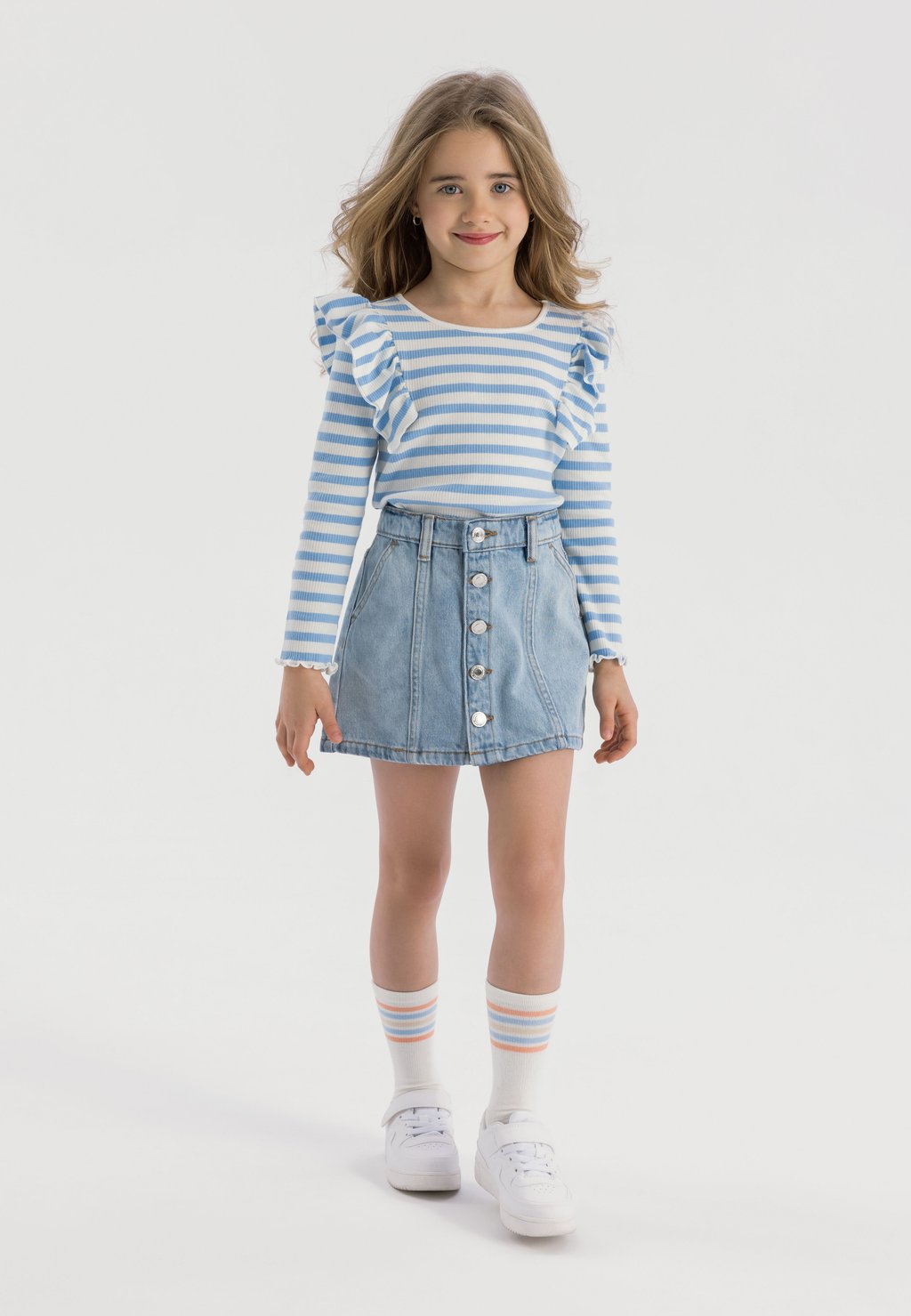 

Мини-юбка BUTTON UP MINOTI, цвет Light Blue Denim