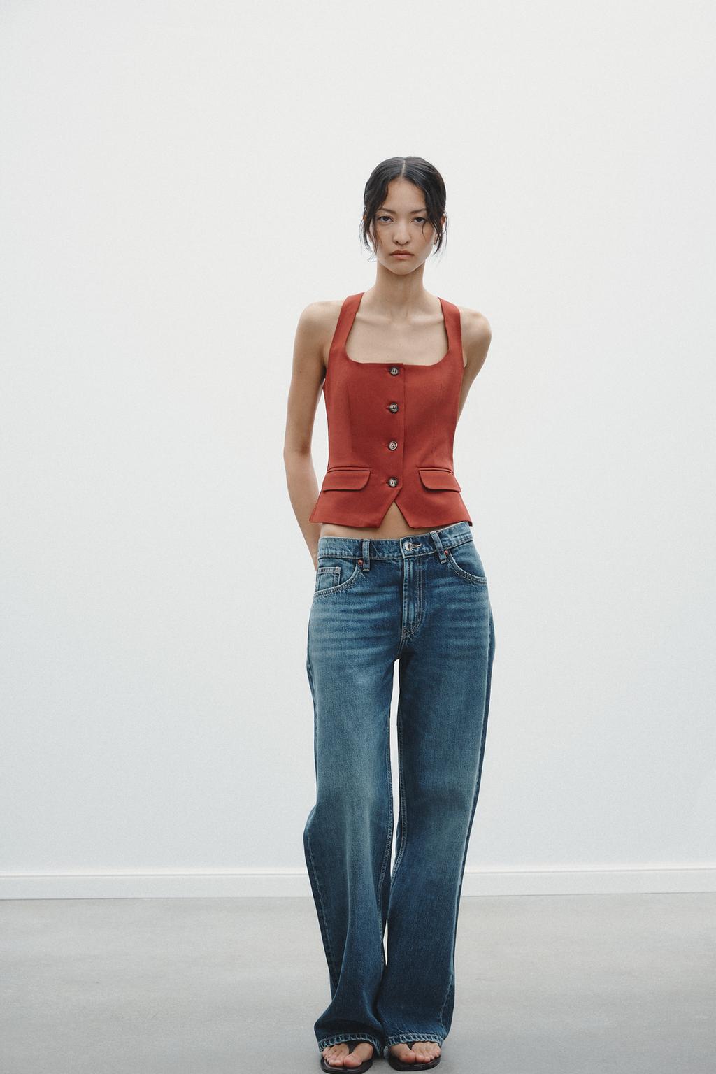 

Топ на пуговицах ZARA, цвет Terracotta
