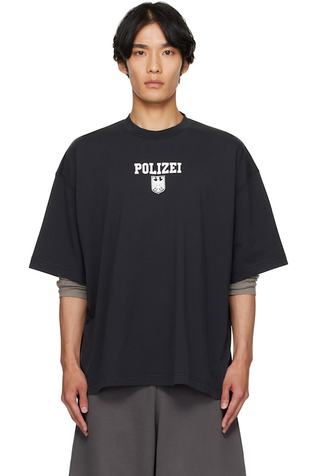 

Vetements Черная футболка обычного размера с надписью «Полицей»