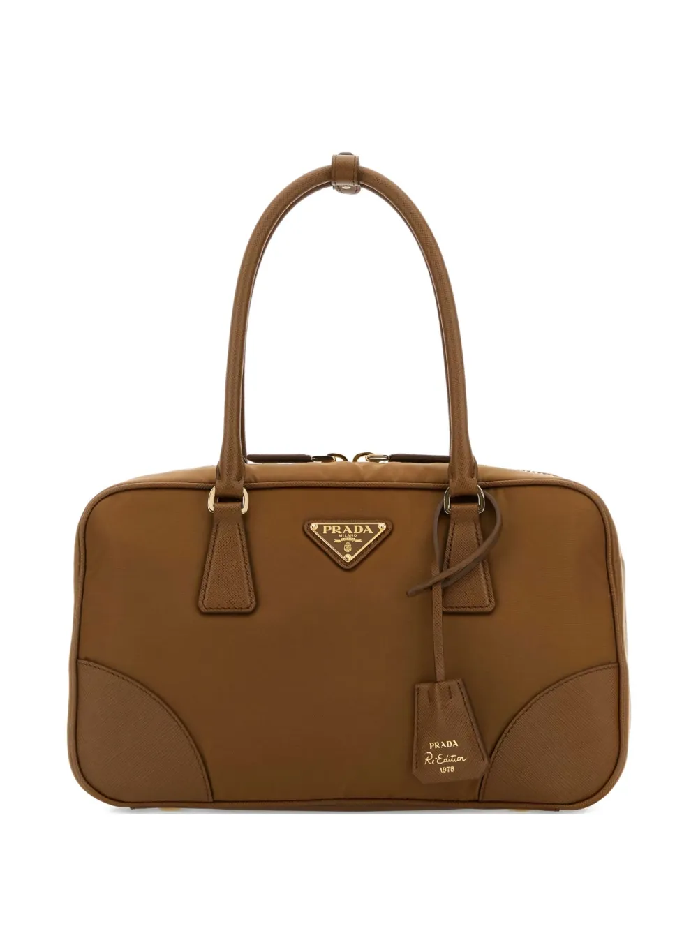 

Сумка через плечо из холста с кожаной отделкой Prada, коричневый