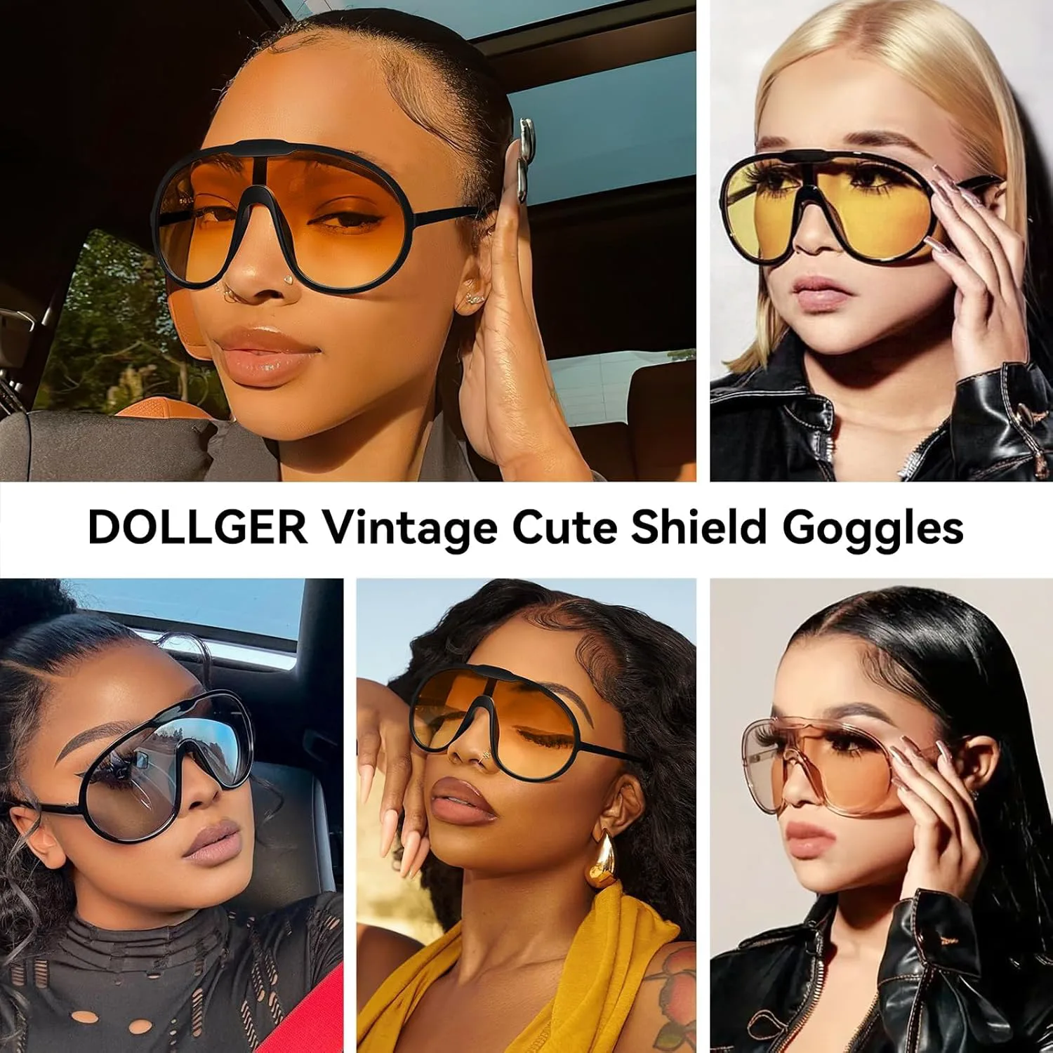 

Солнцезащитные очки Dollger Oversized One Piece для женщин и мужчин, модные, с обтекаемой формой и защитой от УФ-излучения UV400, 2 Packs: Champagne+gradient Orange