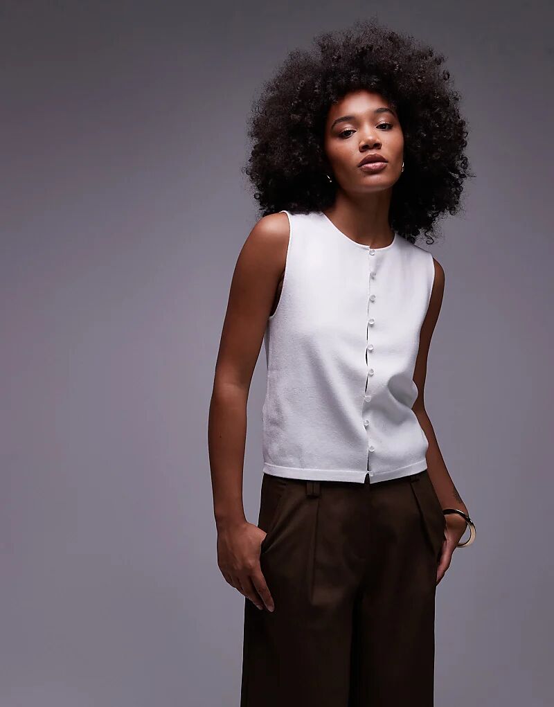 

Тонкий трикотажный жилет Mango белого цвета