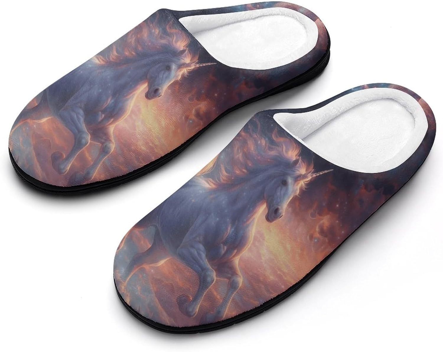 

Мужские хлопковые домашние тапочки KKdskkds Sun, Moon, Star and Cloud, противоскользящие, уютные, теплые и дышащие, Majestic Galaxy Unicorn Running in Cloud