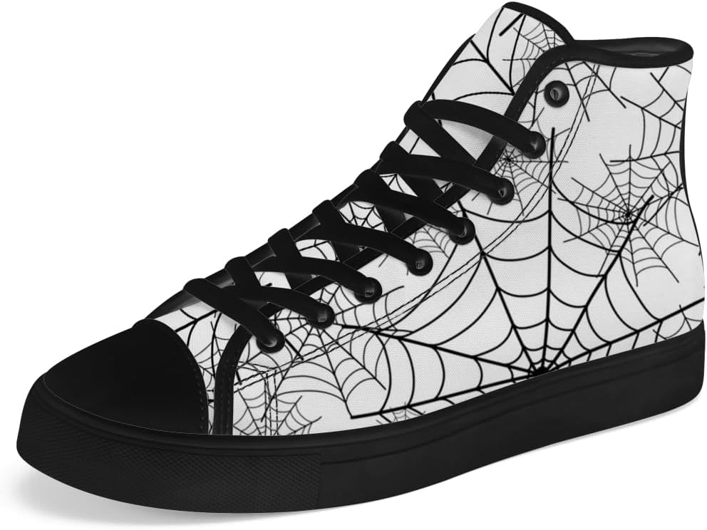 

Кеды на высокой платформе chebing Spider Web из холщовой ткани для мужчин и женщин, высокие кроссовки на шнуровке, повседневная обувь, подарок для парня или девушки, белый
