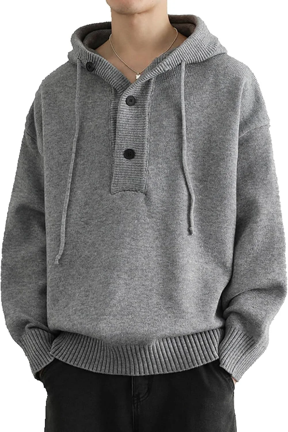 

Толстовка с капюшоном на пуговицах, Casual, длинный рукав