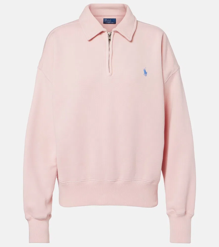 Толстовка из хлопкового флиса с застежкой-молнией до середины груди Polo Ralph Lauren, розовый