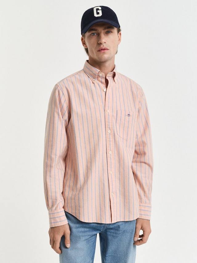 

Хлопковая оксфордская рубашка в полоску GANT, Orange Bronze