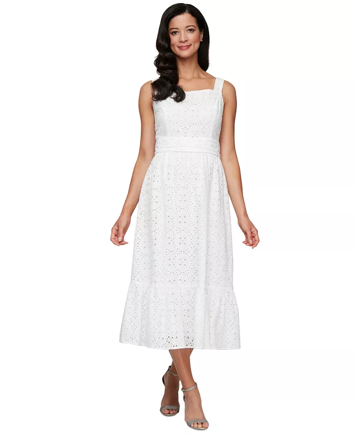 

Женское платье с квадратным вырезом Tea Eyelet SL Fashions, белый