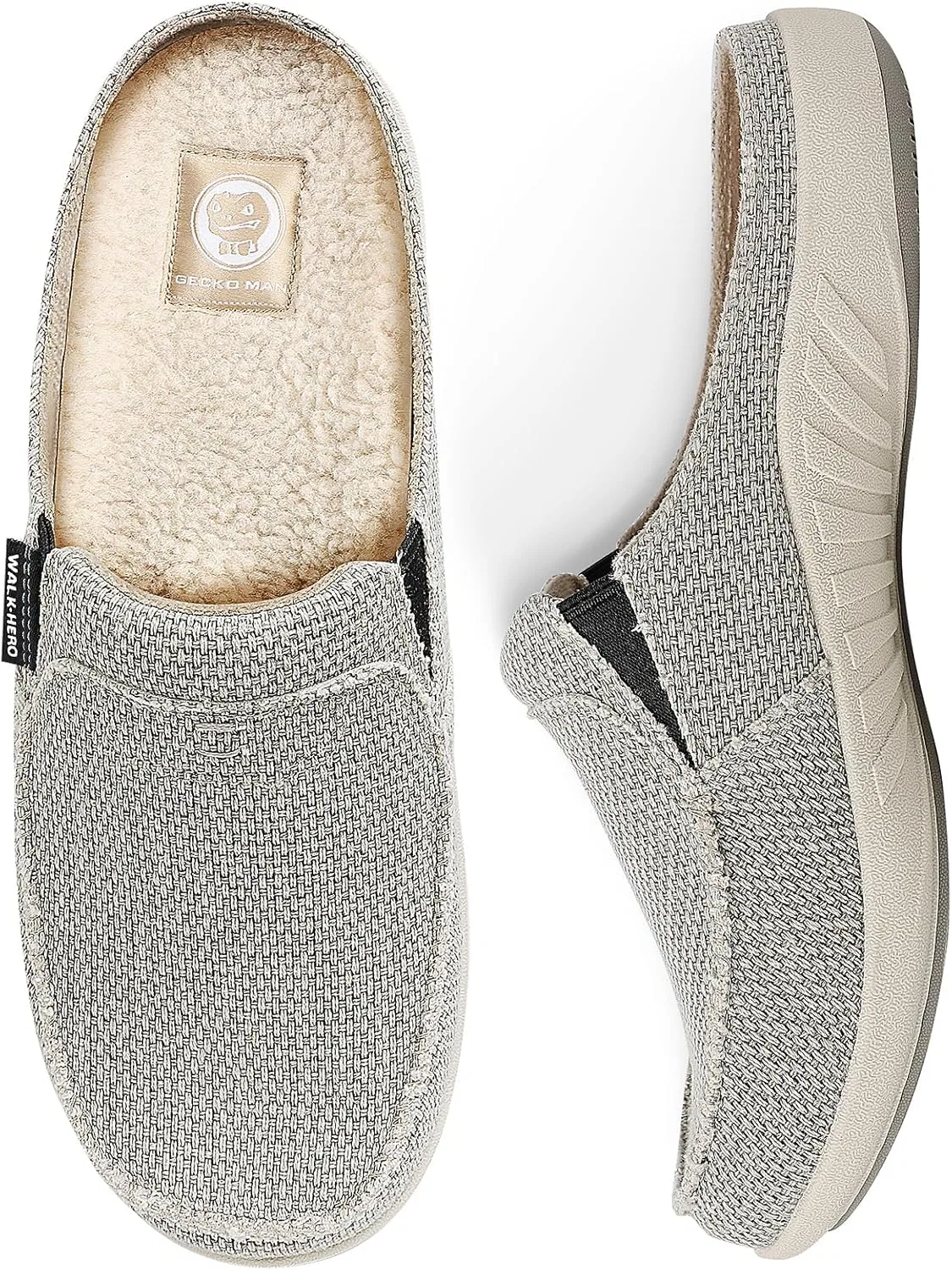Тапочки с поддержкой стопы, Grey (Built-in Fleece Insoles) WALK·HERO COMFORT AND SUPPORT