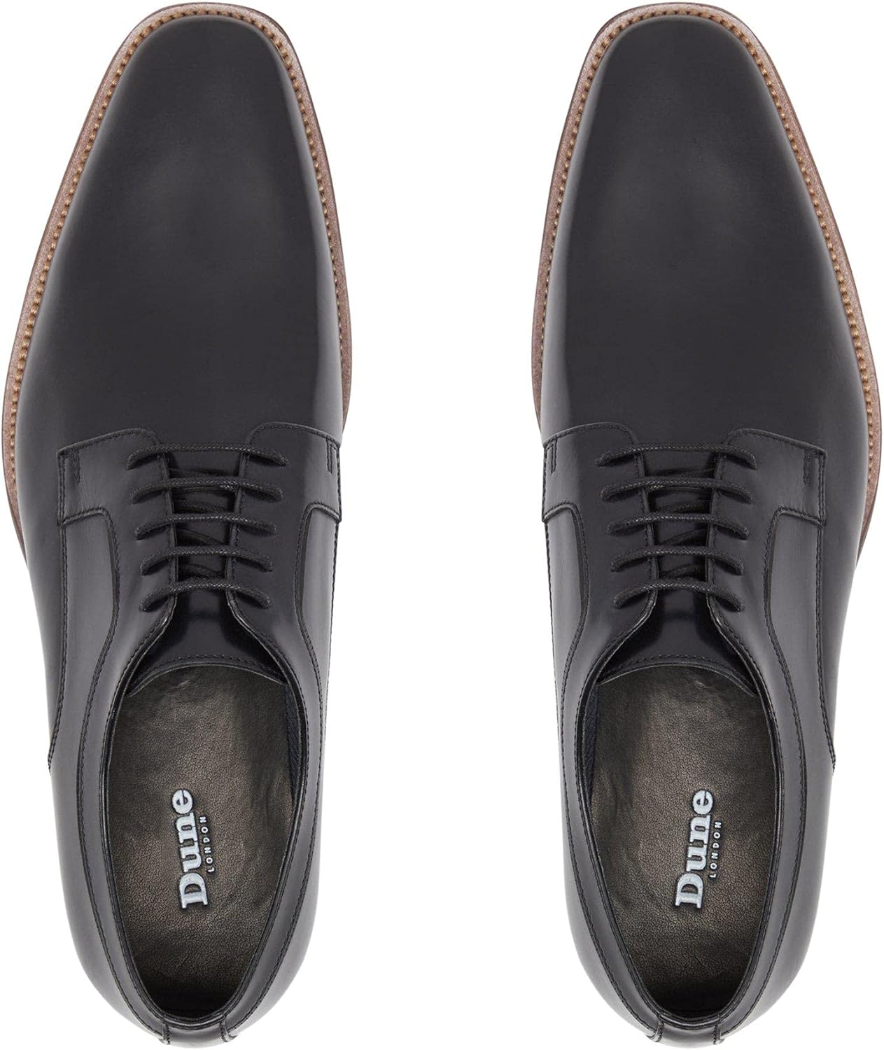Мужские кожаные туфли на плоской подошве Dune Sparrows Smart Leather Gibson Dune London, черный — фото 4