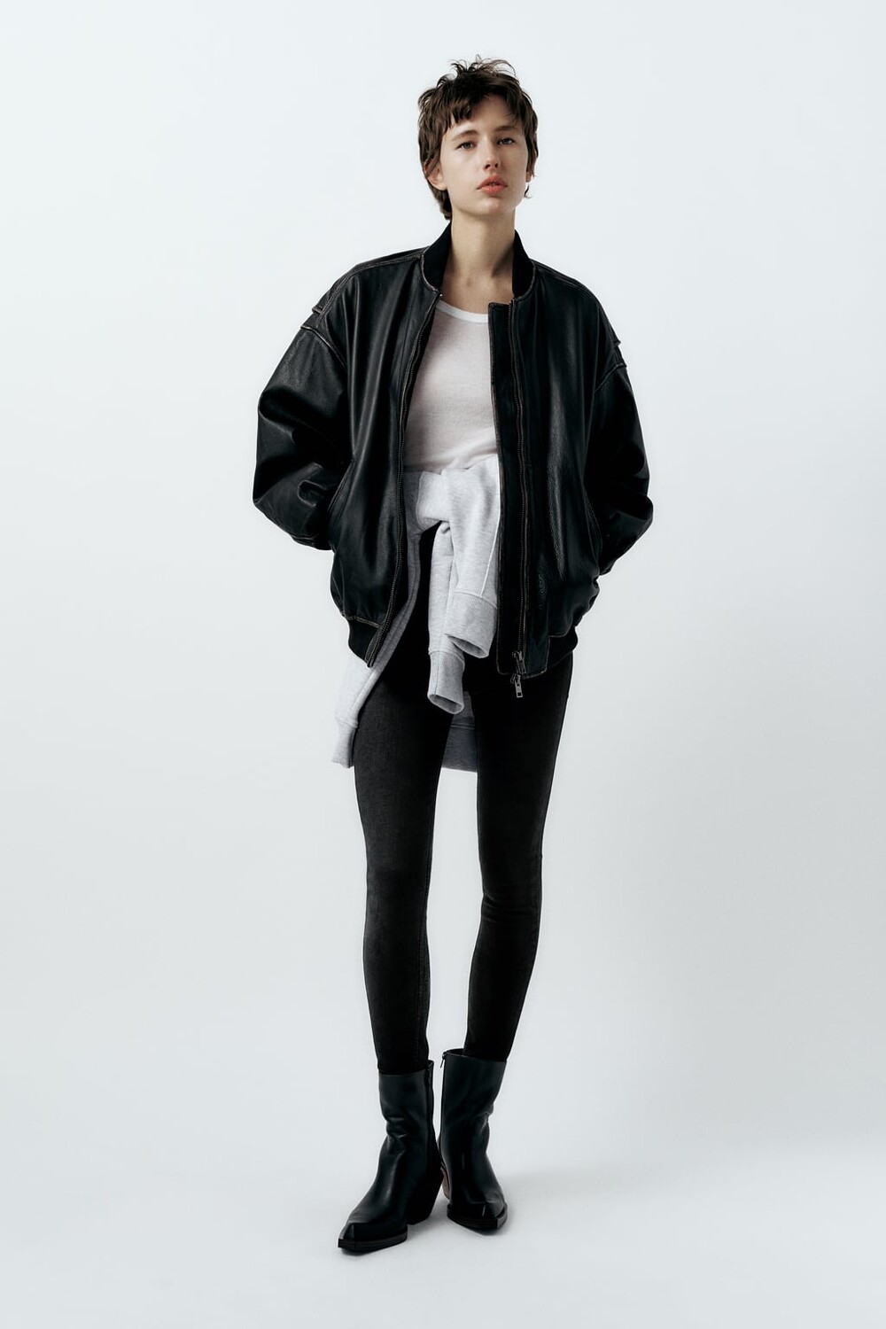 

Джинсы скинни Trf с завышенной талией ZARA, черный