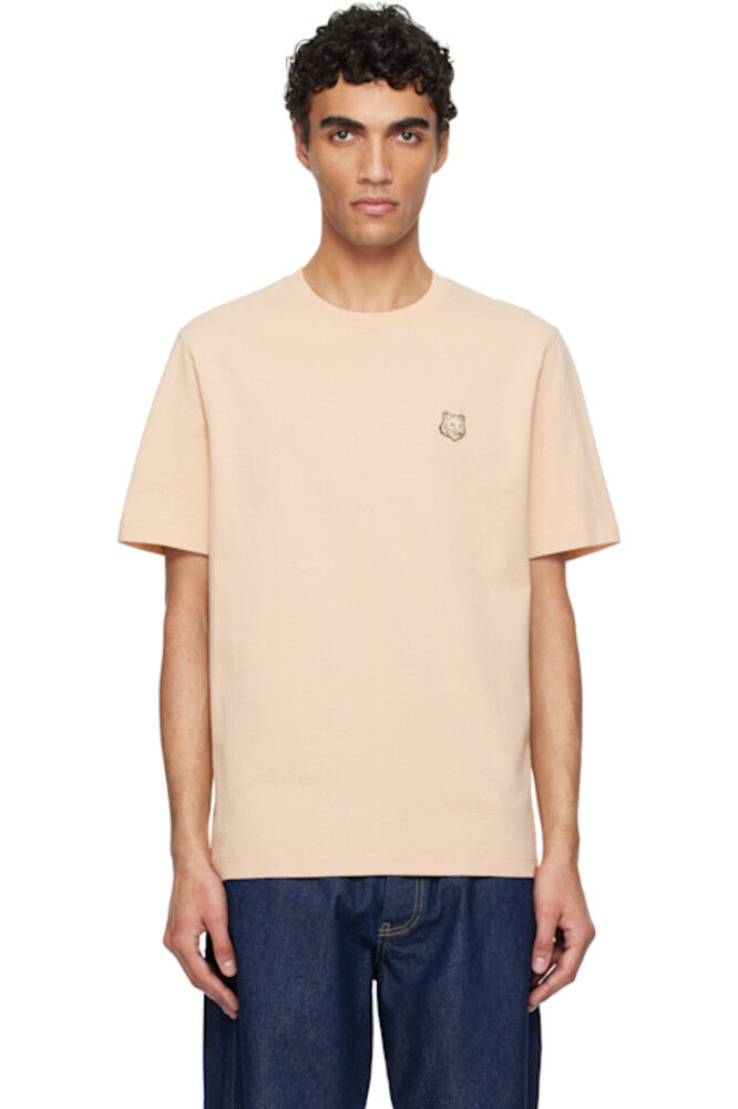 

Футболка бежевая с нашивкой в ​​виде головы лисы Comfort Maison Kitsuné