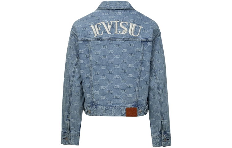 

EVISU Джинсовая куртка женская с принтом, Denim Blue All Over Print