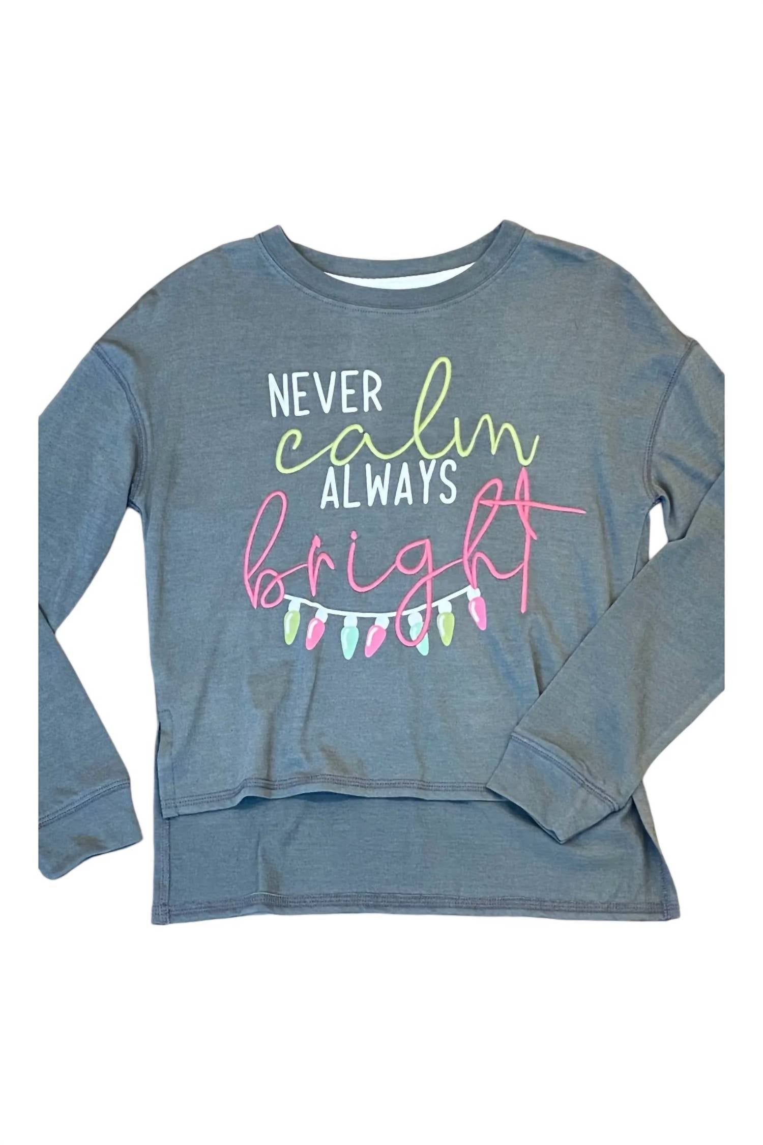 

Детская толстовка Never Calm Always Bright серого цвета Sweet Soul