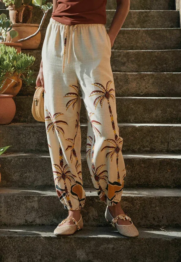 Брюки Next, neutral palm print, нейтральный пальмовый принт — фото 2