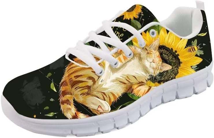 

Кроссовки Forchrinse с принтом «Кошачья галактика» унисекс, модные кеды для ходьбы, теннисные и беговые обувь для женщин и мужчин, Sunflower Cat