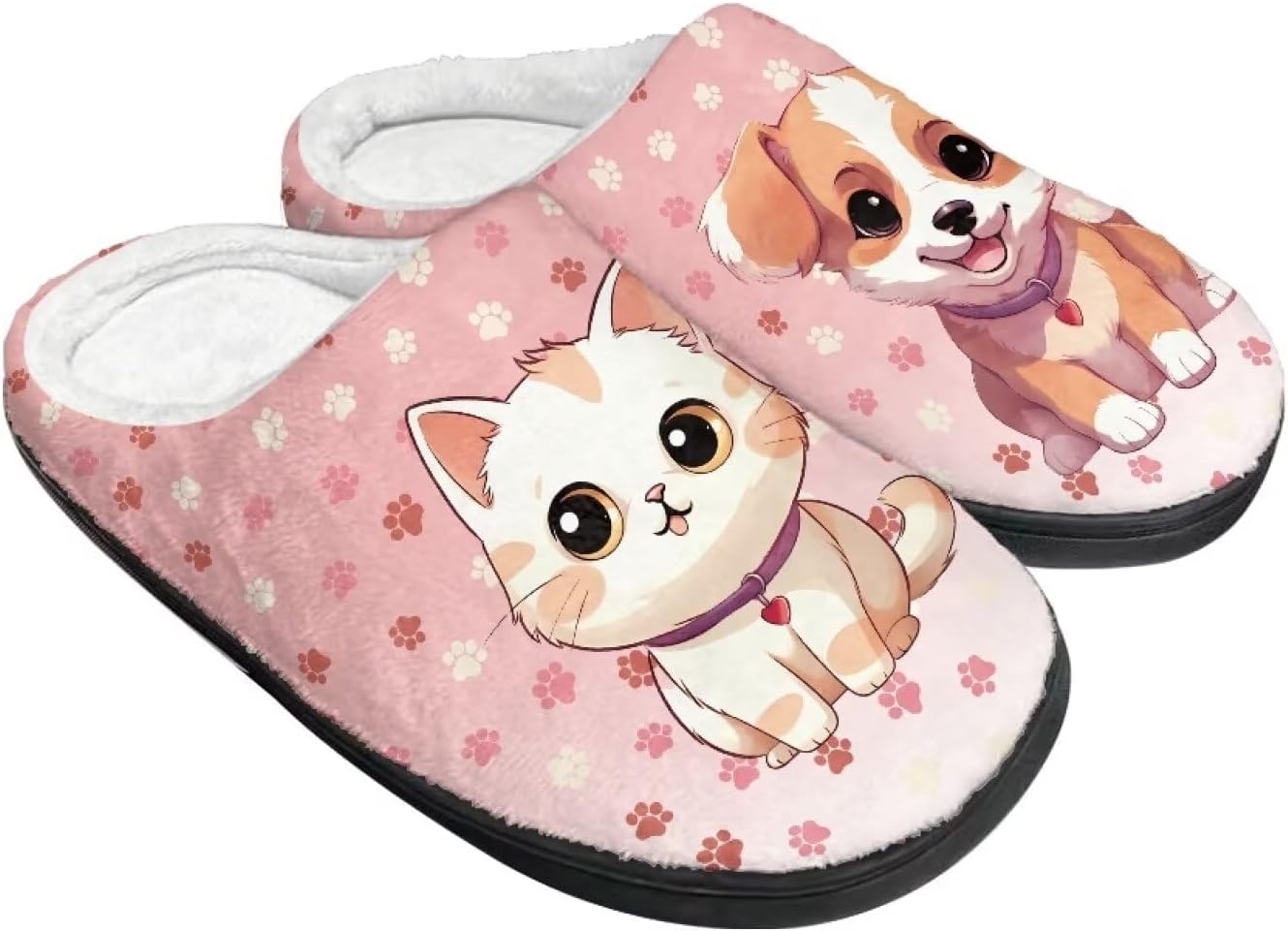 

Домашние тапочки для женщин и мужчин, теплые с эффектом памяти, пушистые тапочки Rweroyiu, Cute Cat Dog