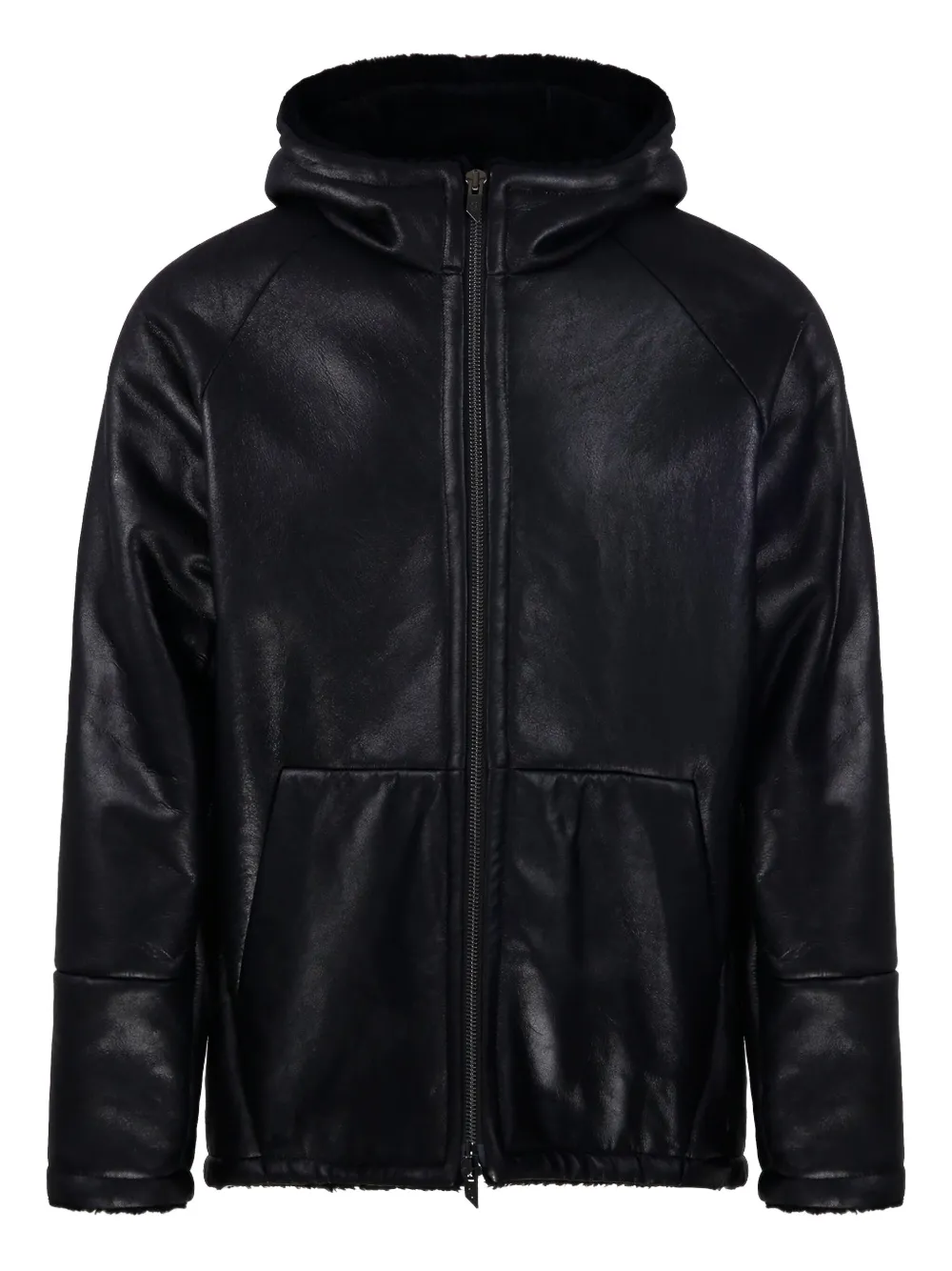 

Кожаная куртка с капюшоном Salvatore Santoro, черный