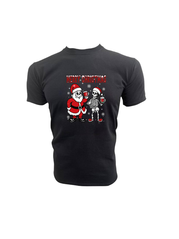 

Футболка PAULGOS Herren T-Shirt, Skelett mit Weihnachtsmann, черный