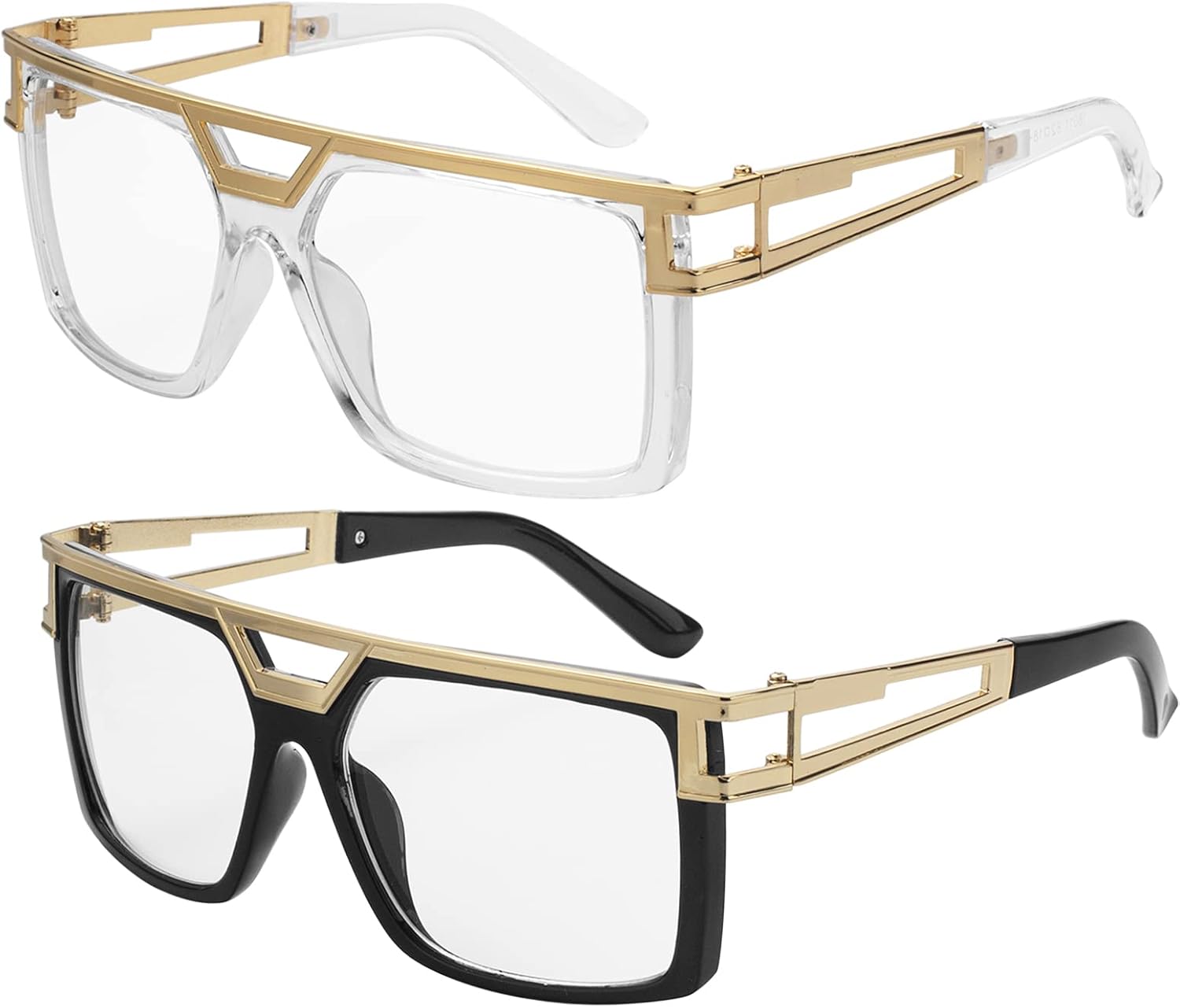 

2 пары солнцезащитных очков в стиле 90-х, винтажные очки для диджеев, рэперов и хип-хопа, классические большие очки в стиле хиппи для костюма в стиле хип-хоп 80-х, квадратная ретро-оправа золотого цвета FACATH, Sunglasses Color 6