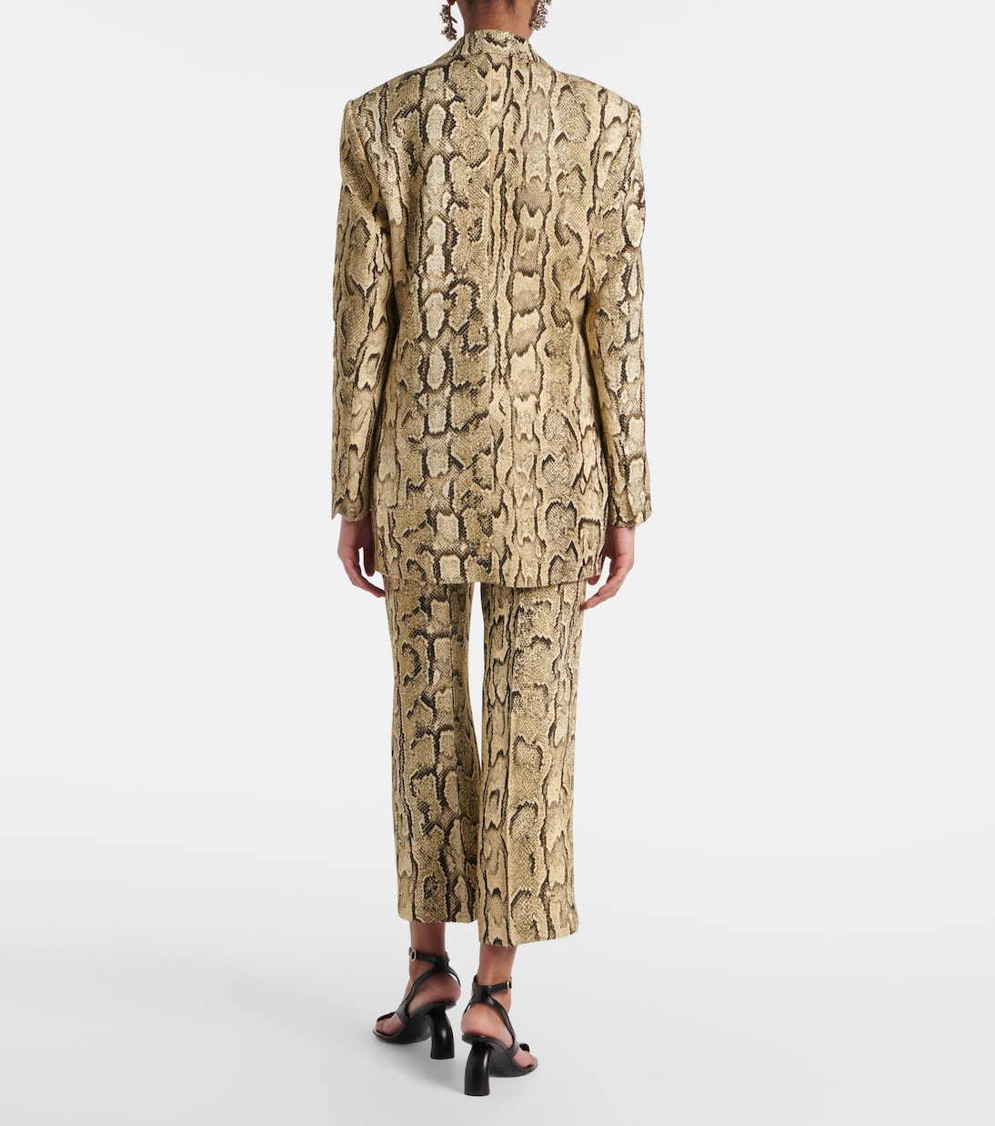 Жаккардовый блейзер с эффектом змеиной кожи Dries Van Noten, бежевый — фото 3
