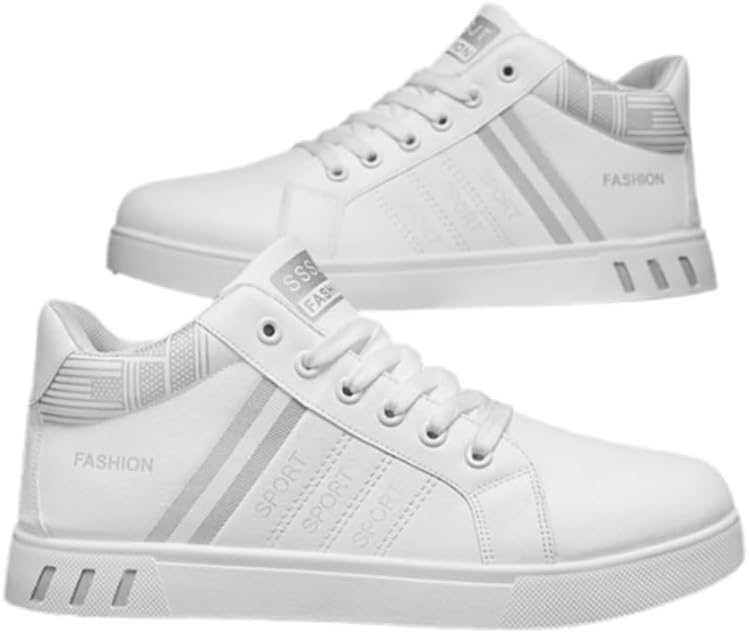 

Мужские кроссовки большого размера средней высоты - повседневные белые спортивные обувь для ежедневного ношения Spkfhd