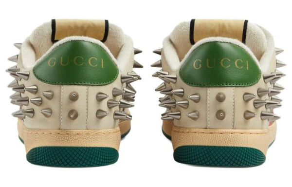 Кроссовки screener gg leather sneakers 'beige metallic silver green' Gucci, бежевый — фото 4