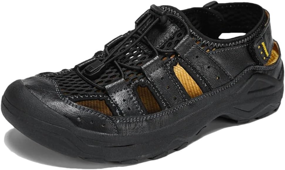 

Мужские дышащие сандалии из сетки, модный классический дизайн, слипоны, уличная и пляжная обувь-гладиаторы Generic, черный