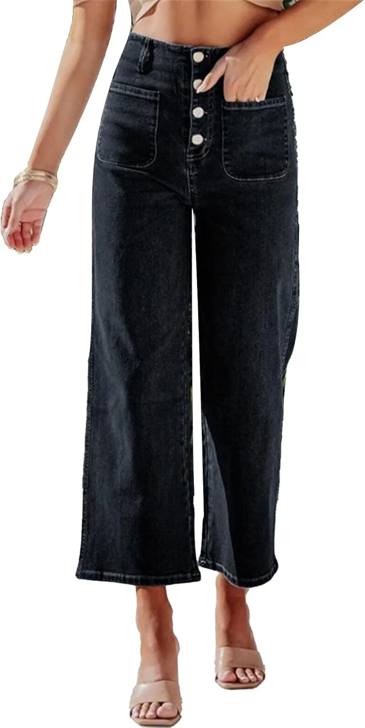 

Женские джинсы Wide Leg High Waisted Stretchy Straight Leg с карманом FUNRKLI