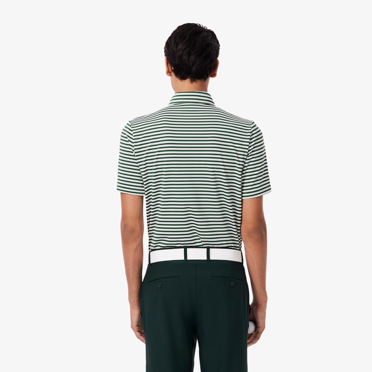 Мужская повседневная полосатая рубашка-поло Lacoste Ultra Dri-Bi-Color, зеленый — фото 2