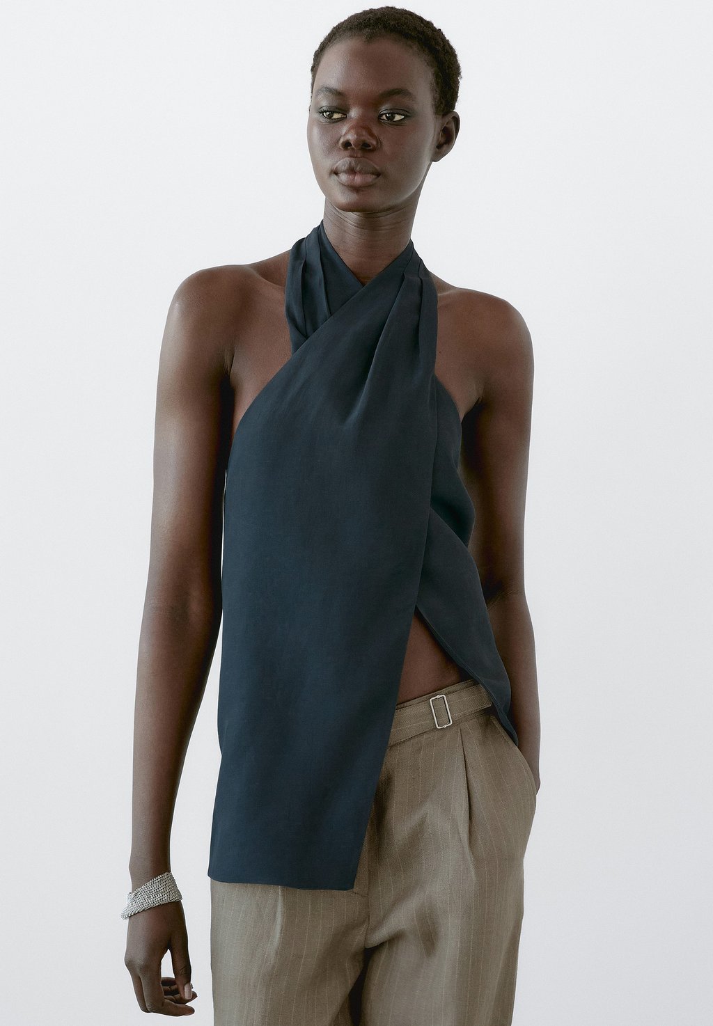 

Блуза HALTER NECK BACK NECKLINE Massimo Dutti, Blue