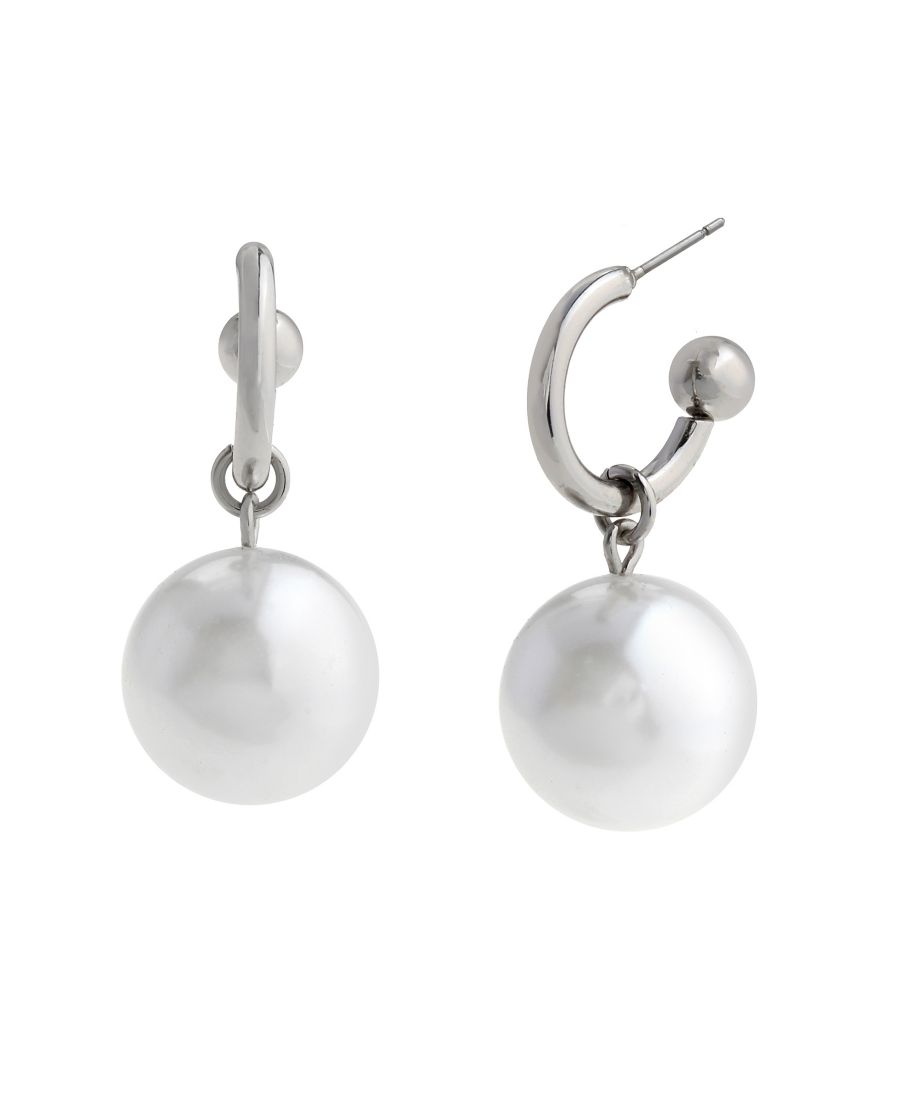 

Серьги-кольца с подвесками из искусственного культивированного жемчуга Steve Madden, Mother of Pearl/Rhodium