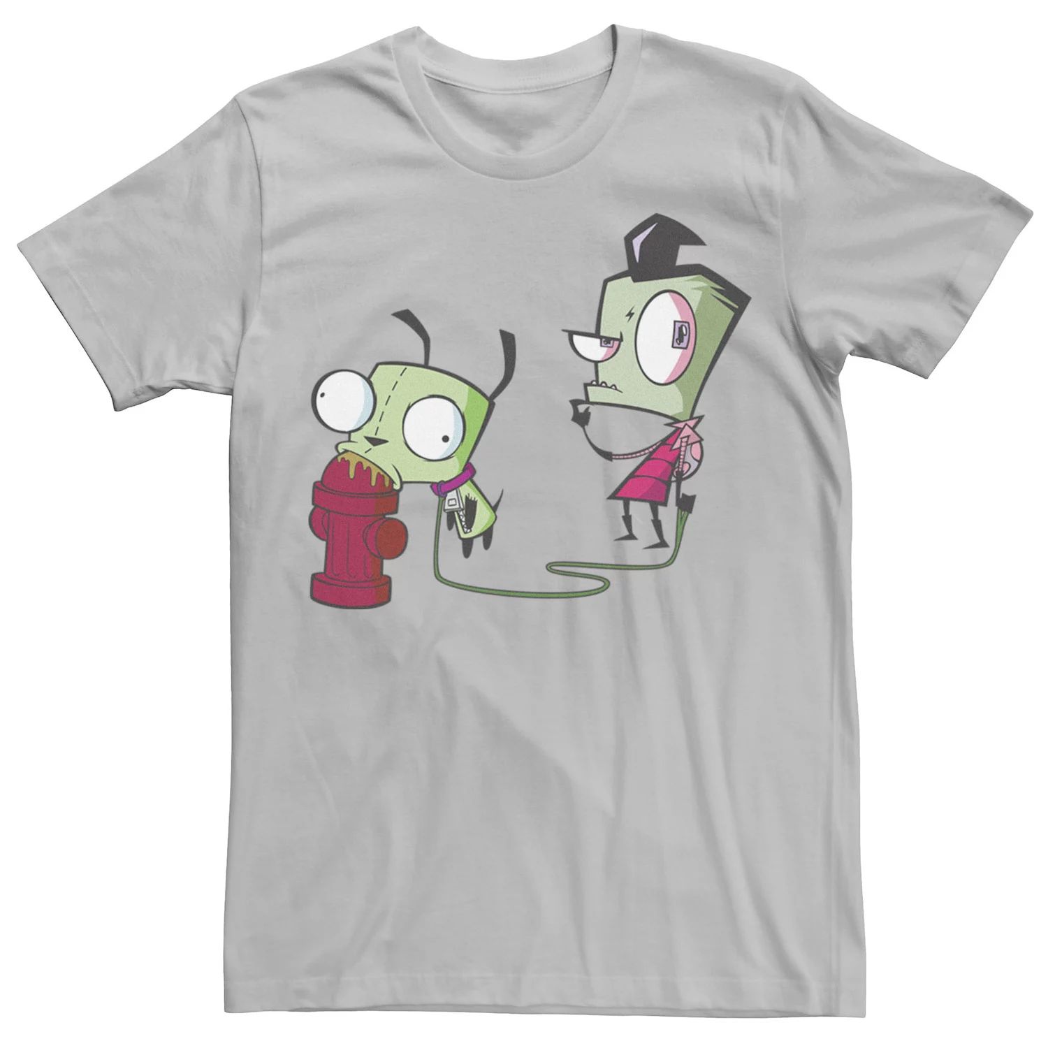 

Мужская футболка Invader Zim Walking Gir с изображением пожарного гидранта и портретом Nickelodeon, серебристый