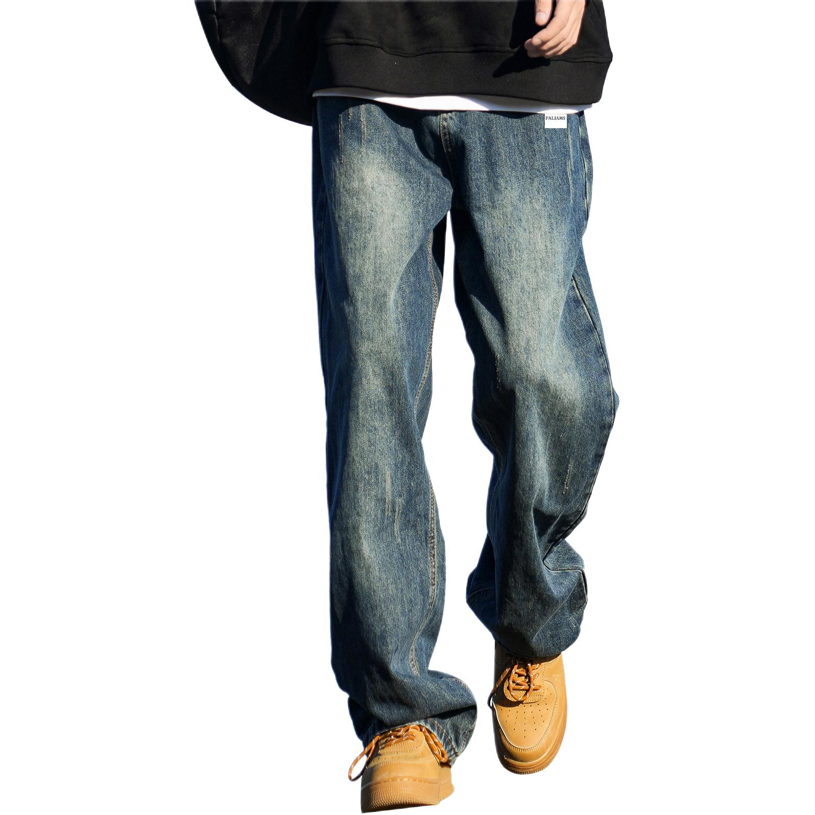 

Джинсы унисекс, брюки прямого кроя средней жесткости Faliams, vintage синий[thickened and fleece-lined]