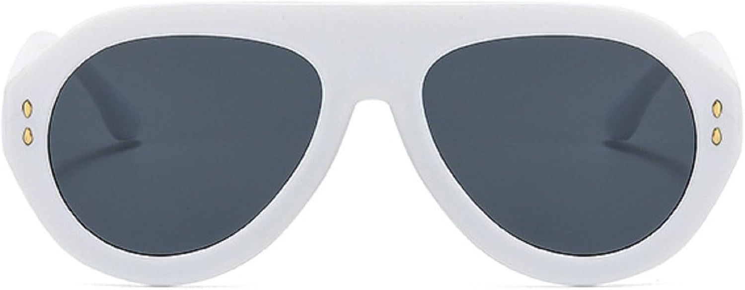 

Популярные модные солнцезащитные очки-пилот для женщин, защита от УФ-излучения UV400, ретро-стиль, заклепки, градиентный дизайн, модные мужские круглые солнцезащитные очки mincl, White