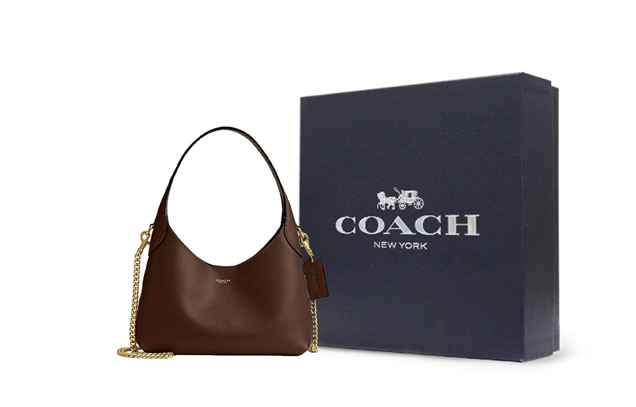

Бруклинская кожаная сумка через плечо на одно плечо женская Кленовый лист COACH