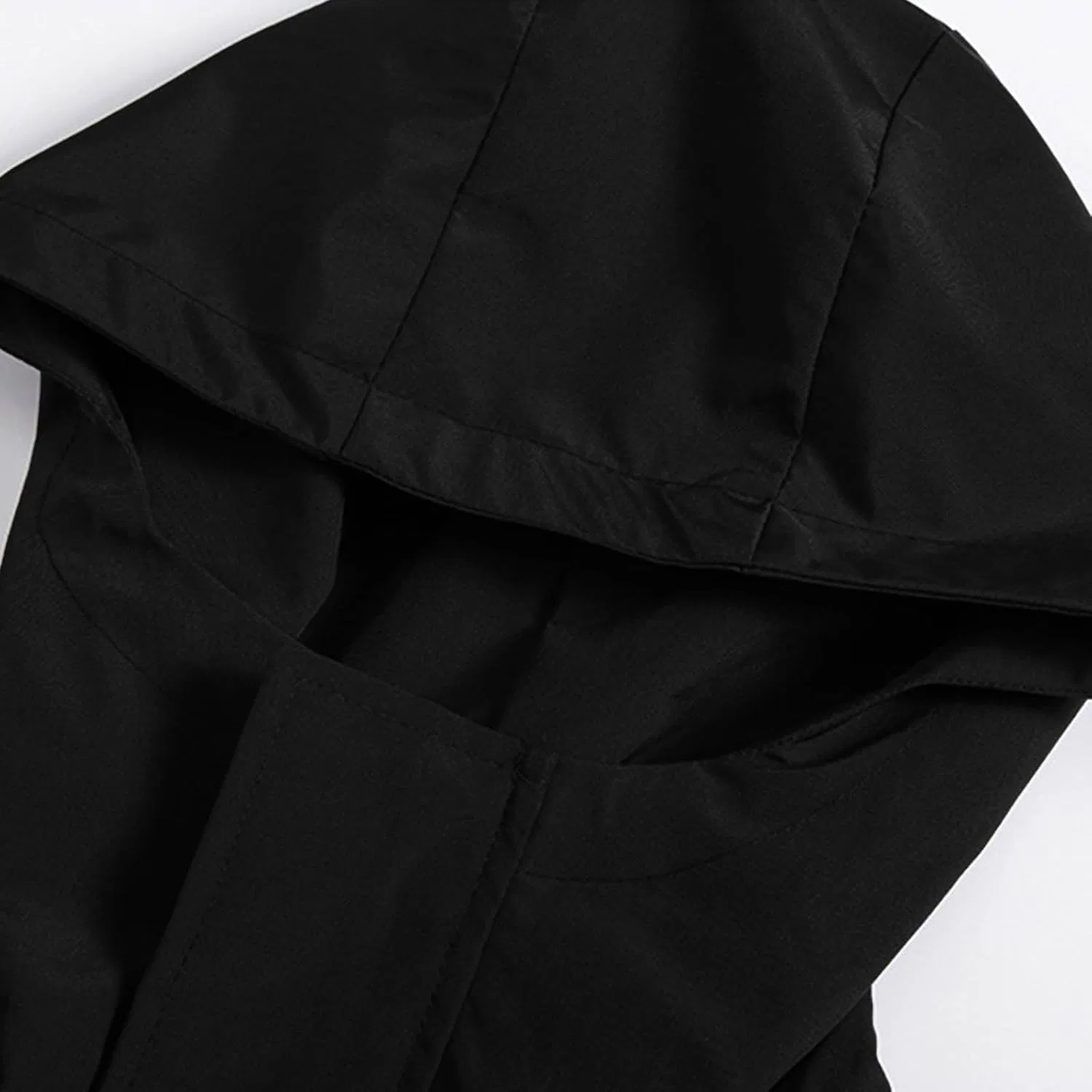 Мужская легкая куртка Casual с капюшоном Softshell Windbreaker Waterproof дождевик для походов, путешествий и велоспорта Generic, черный — фото 4