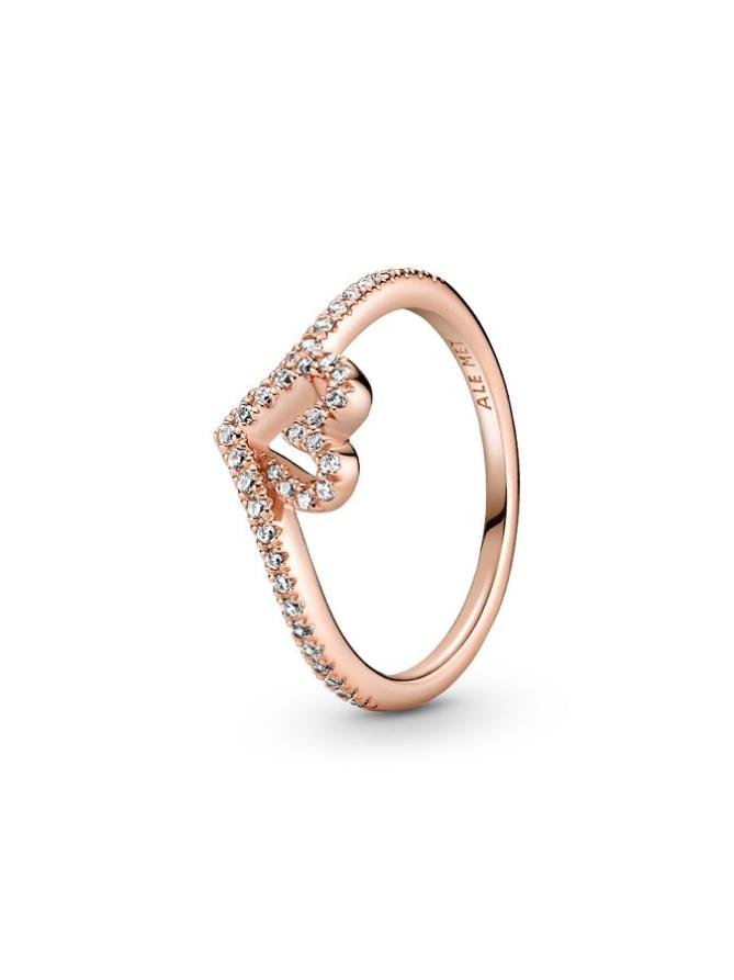 

Кольцо Pandora Sparkling Wishbone Heart Ring, розовое золото