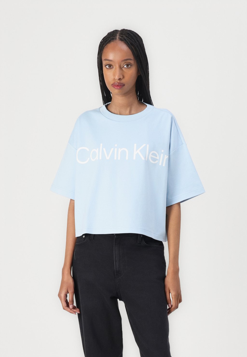 

Футболка с принтом BOXY LOGO GRAPHIC TEE Calvin Klein, светло-голубой