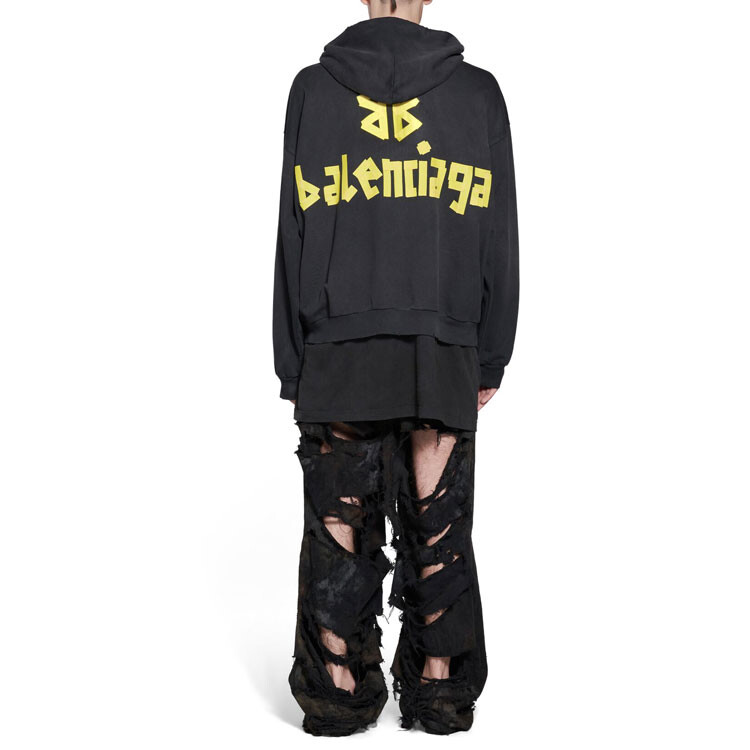 Толстовка мужская Balenciaga Tape Type Ripped, черный — фото 4