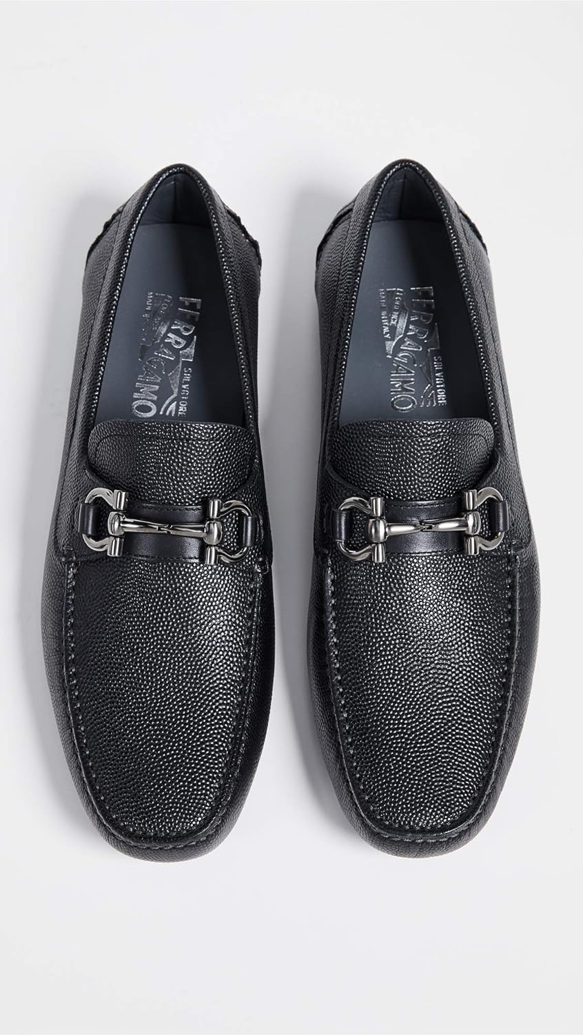 Мокасины Ferragamo Parigi D(Средний) Gancini черные из зернистой кожи (Salvatore) — фото 2