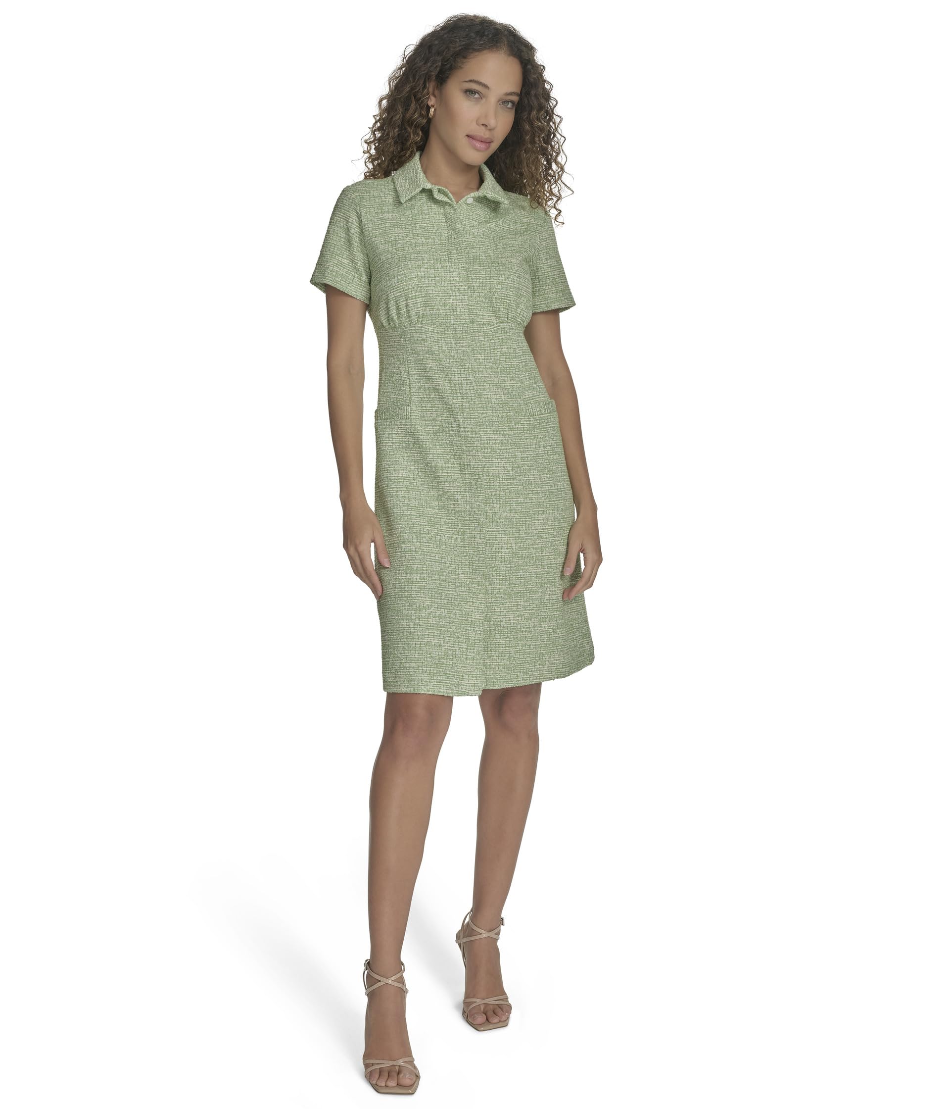 

Платье Calvin Klein Tweed Short Sleeve Collared Dress, Leaf White