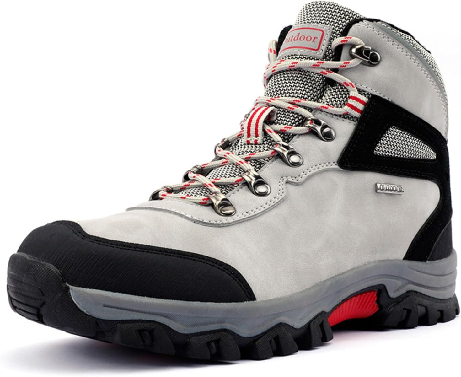 

Мужские массивные туристические ботинки с подошвой, средние походные туфли с подъемом 1-3 см, противоскользящая кожаная обувь для альпинизма Azttoztto, серый