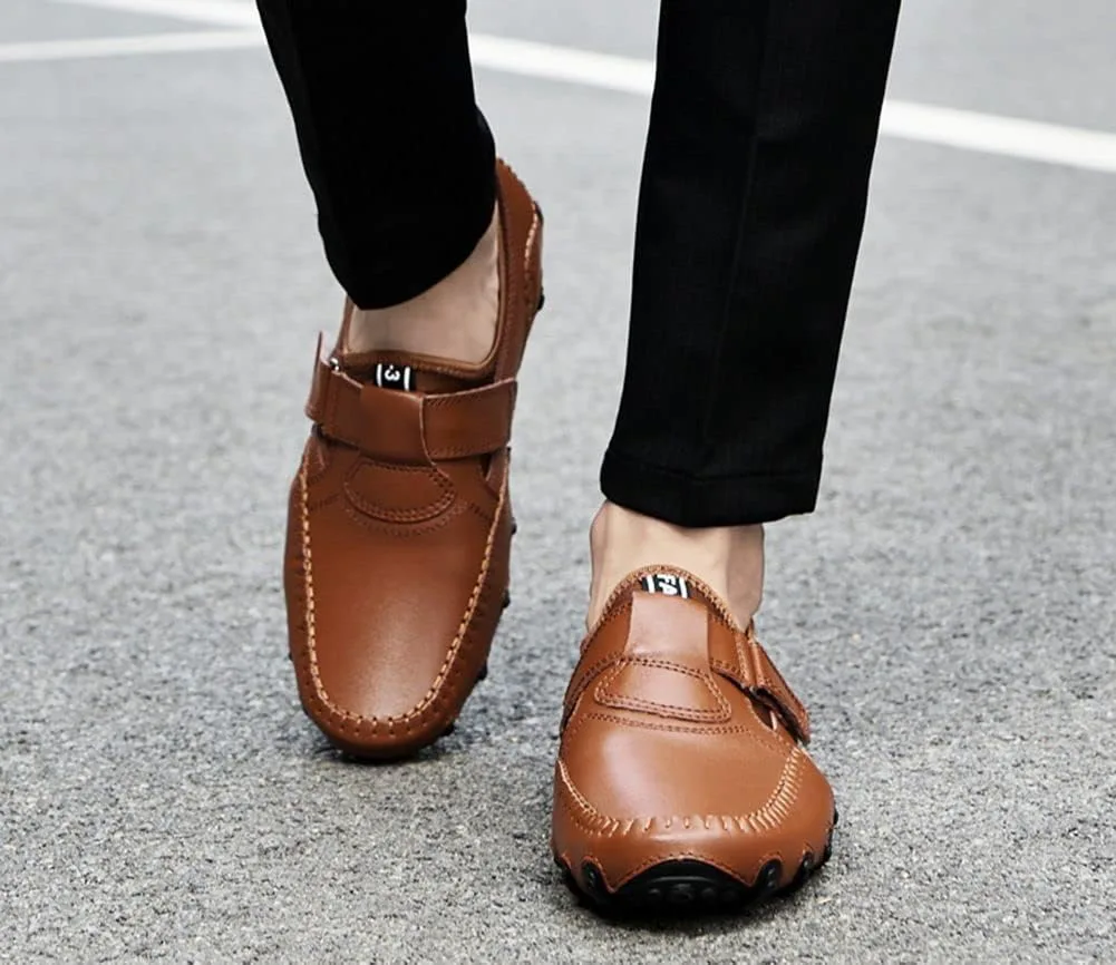 

Мужские повседневные кожаные лоферы mitvr, пенни-лоферы, мокасины, плоские туфли, ботинки-лоферы, коричневый