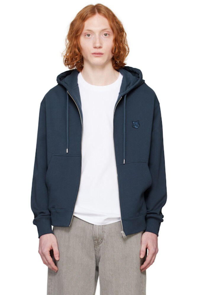 

Толстовка с капюшоном Navy Bold Fox Head Comfort на молнии Maison Kitsuné