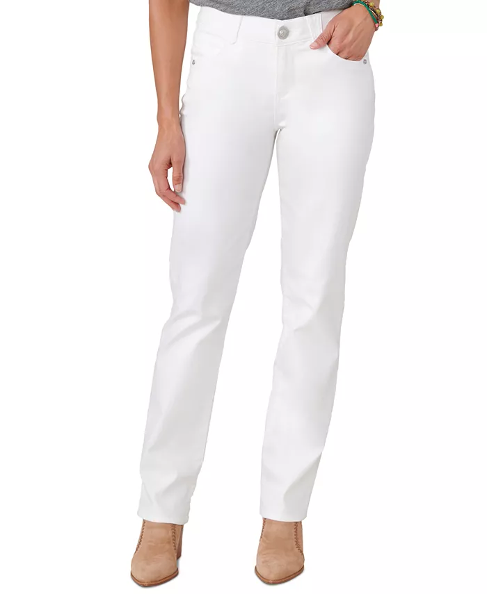 

Узкие джинсы с прямыми штанинами и средней посадкой Petite Mid-Rise Straight-Leg Jeans Democracy, белый