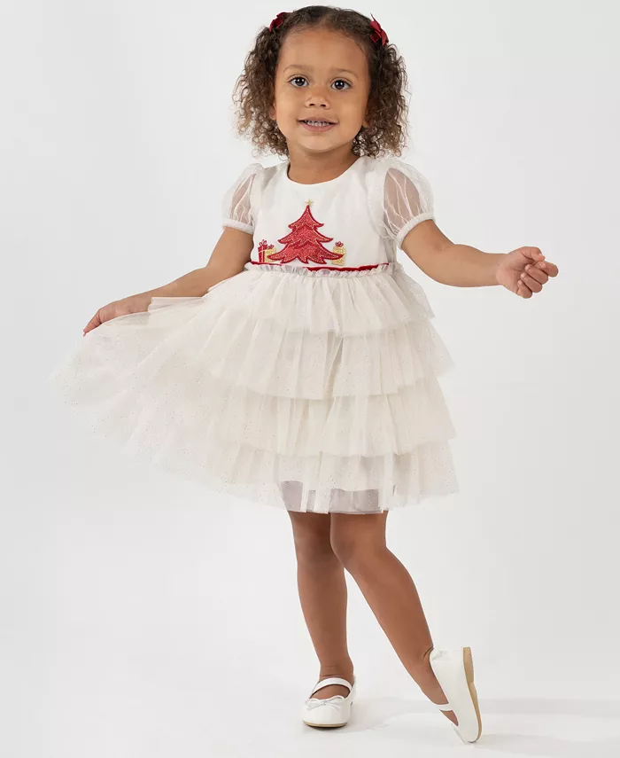 

Детский набор для девочек из 2 предметов: платье с пайетками и трусики из тюля Rare Editions, слоновая кость/кремовый