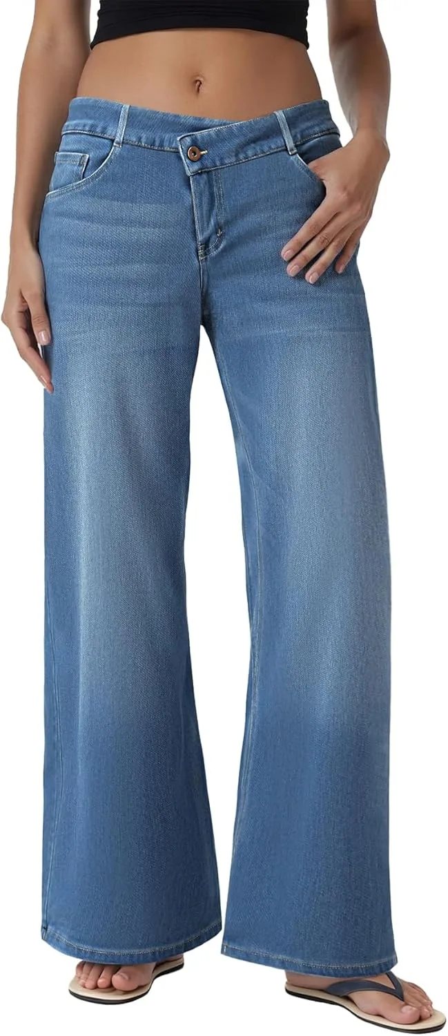 

Женские джинсы Wide Leg, низкая посадка, свободный крой LAOTEPO